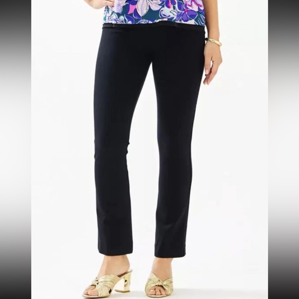 Lilly Pulitzer Mia Cropped Flare Ponte Pants Onyx Size S